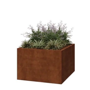 Ζαρντινιέρα από χάλυβα Corten - Τετράγωνο - 120 x 120 x 80 cm - Συγκολλημένο - Χωρίς πλάκα βάσης