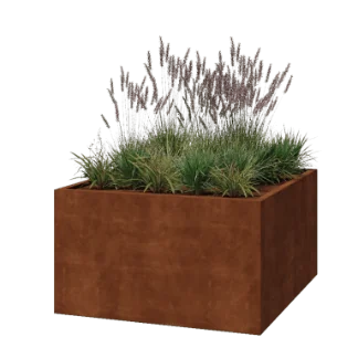 Ζαρντινιέρα από χάλυβα Corten - Τετράγωνο - 140 x 140 x 80 cm - Συγκολλημένο - Χωρίς πλάκα βάσης