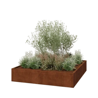 Ζαρντινιέρα από χάλυβα Corten - Τετράγωνο - 200 x 200 x 40 cm - Συγκολλημένο - Χωρίς πλάκα βάσης