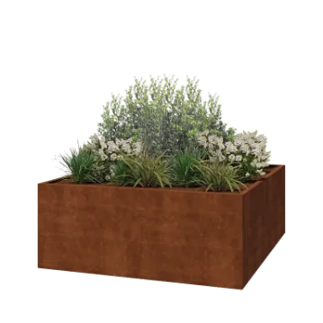 Ζαρντινιέρα από χάλυβα Corten - Τετράγωνο - 200 x 200 x 80 cm - Συγκολλημένο - Χωρίς πλάκα βάσης