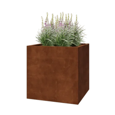 Ζαρντινιέρα από χάλυβα Corten - Τετράγωνο - 80 x 80 x 80 cm - Συγκολλημένο - Χωρίς πλάκα βάσης