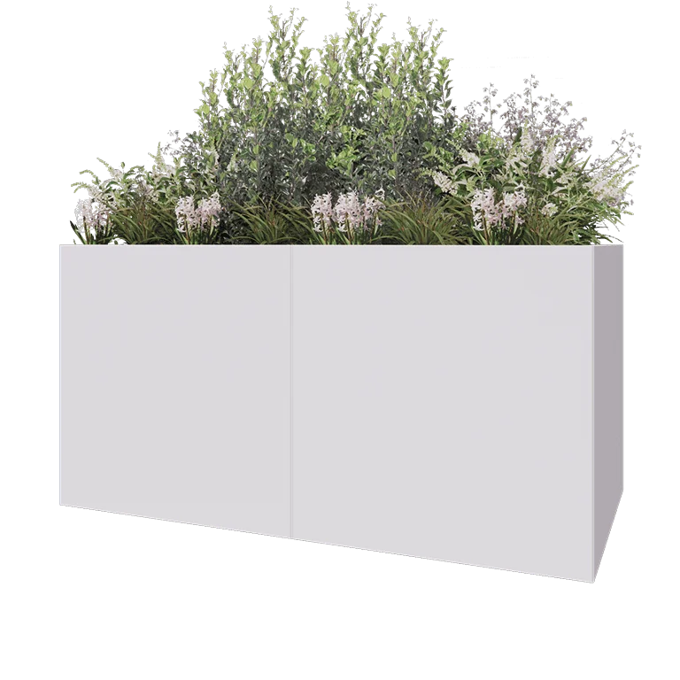 Ζαρντινιέρα XXL από χάλυβα - Ορθογώνιο - 200 x 100 x 100 cm - RAL9010 ματ (λευκό) - Χωρίς πλάκα βάσης
