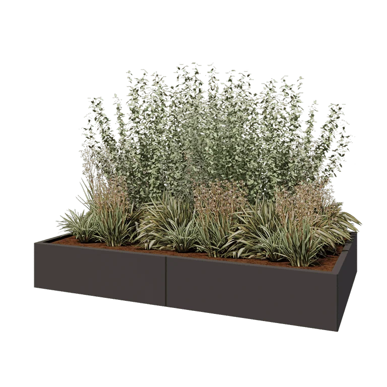 Ζαρντινιέρα XXL από χάλυβα - Ορθογώνιο - 200 x 120 x 30 cm - Άλλο χρώμα RAL - Χωρίς πλάκα βάσης