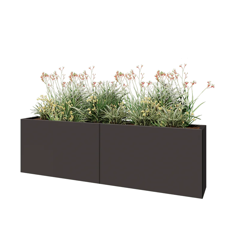 Ζαρντινιέρα XXL από χάλυβα - Ορθογώνιο - 200 x 30 x 60 cm - Άλλο χρώμα RAL - Χωρίς πλάκα βάσης