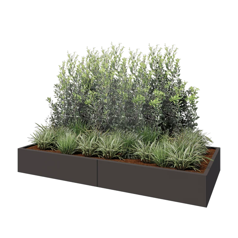 Ζαρντινιέρα XXL από χάλυβα - Ορθογώνιο - 240 x 100 x 30 cm - Άλλο χρώμα RAL - Χωρίς πλάκα βάσης