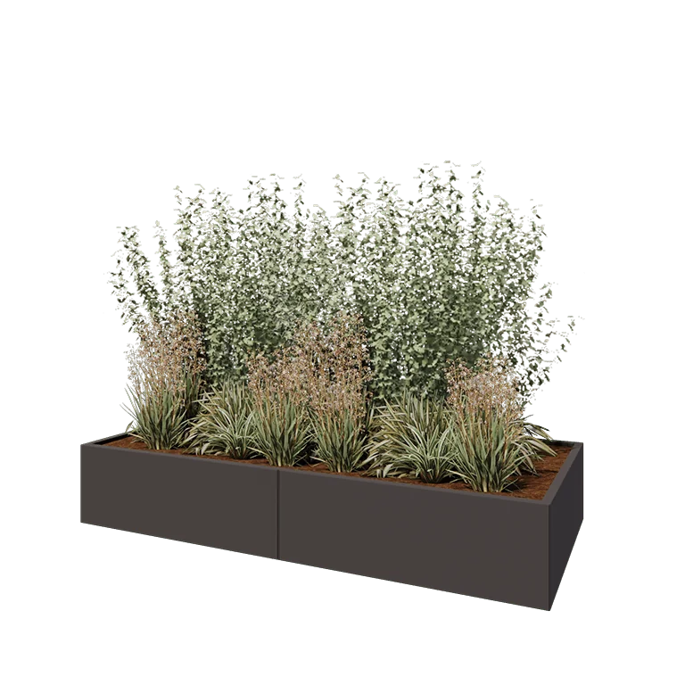 Ζαρντινιέρα XXL από χάλυβα - Ορθογώνιο - 240 x 100 x 40 cm - RAL7016 ματ (ανθρακί γκρι) - Χωρίς πλάκα βάσης