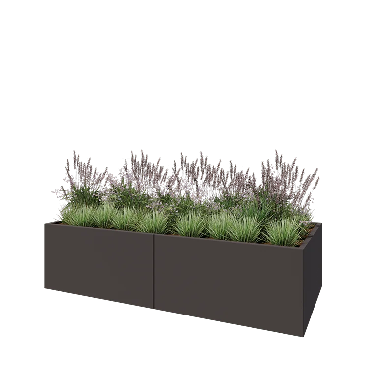 Ζαρντινιέρα XXL από χάλυβα - Ορθογώνιο - 240 x 100 x 60 cm - RAL7016 ματ (ανθρακί γκρι) - Με πλάκα βάσης
