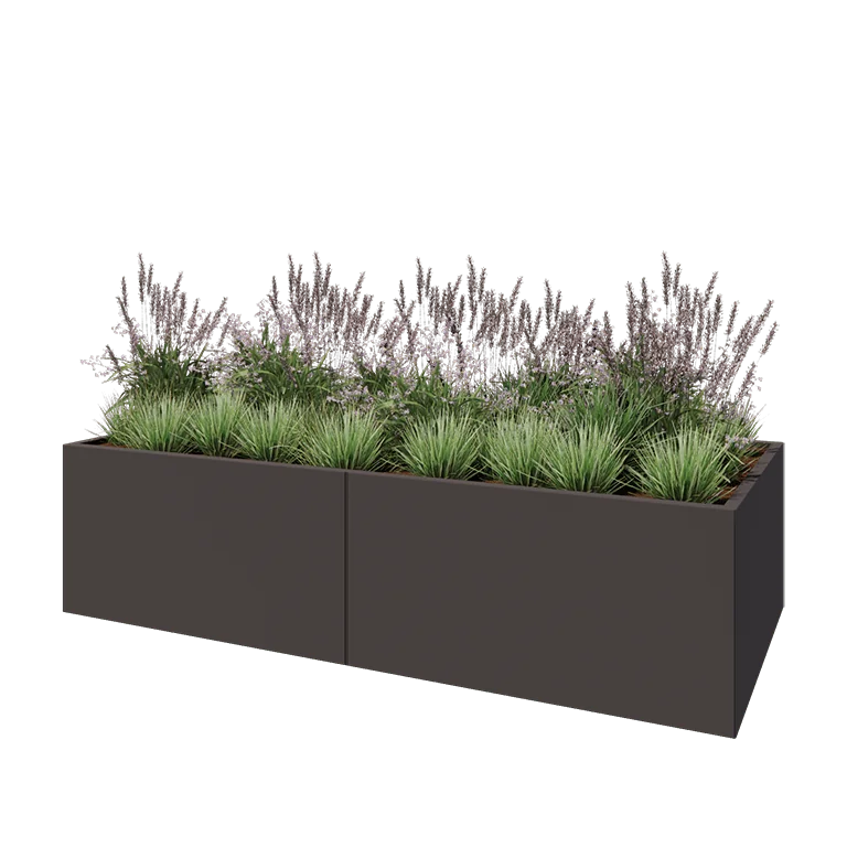 Ζαρντινιέρα XXL από χάλυβα - Ορθογώνιο - 240 x 100 x 60 cm - Άλλο χρώμα RAL - Με πλάκα βάσης
