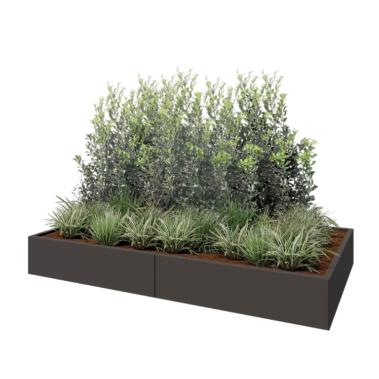 Ζαρντινιέρα XXL από χάλυβα - Ορθογώνιο - 240 x 120 x 30 cm - Άλλο χρώμα RAL - Με πλάκα βάσης