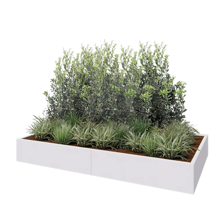 Ζαρντινιέρα XXL από χάλυβα - Ορθογώνιο - 240 x 120 x 30 cm - RAL9010 ματ (λευκό) - Με πλάκα βάσης