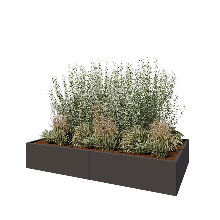 Ζαρντινιέρα XXL από χάλυβα - Ορθογώνιο - 240 x 120 x 40 cm - RAL7016 ματ (ανθρακί γκρι) - Με πλάκα βάσης