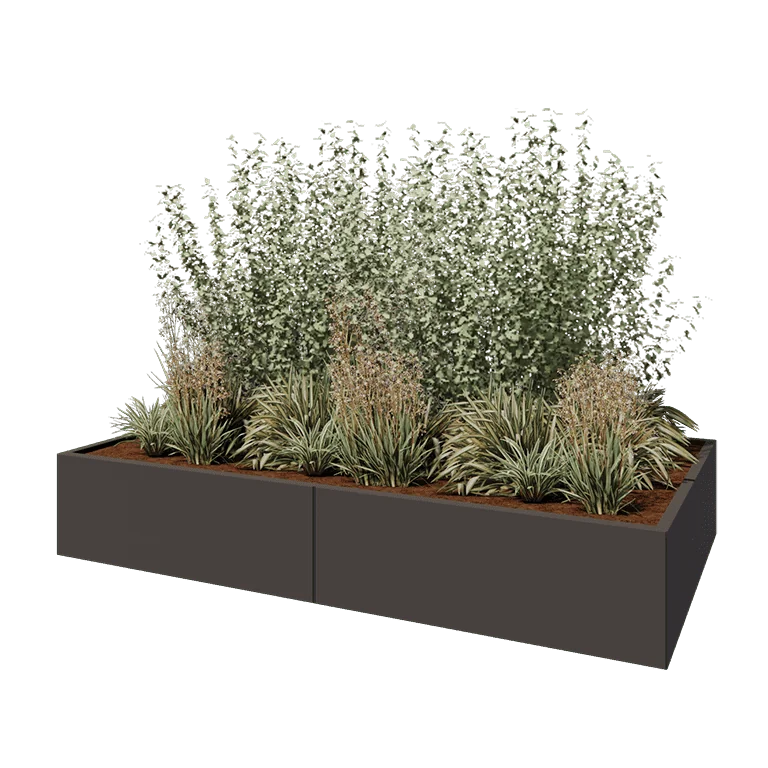 Ζαρντινιέρα XXL από χάλυβα - Ορθογώνιο - 240 x 120 x 40 cm - Άλλο χρώμα RAL - Με πλάκα βάσης