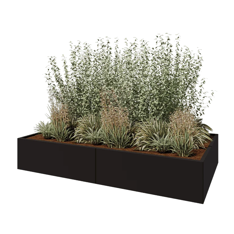 Ζαρντινιέρα XXL από χάλυβα - Ορθογώνιο - 240 x 120 x 40 cm - RAL9005 ματ (μαύρο) - Χωρίς πλάκα βάσης