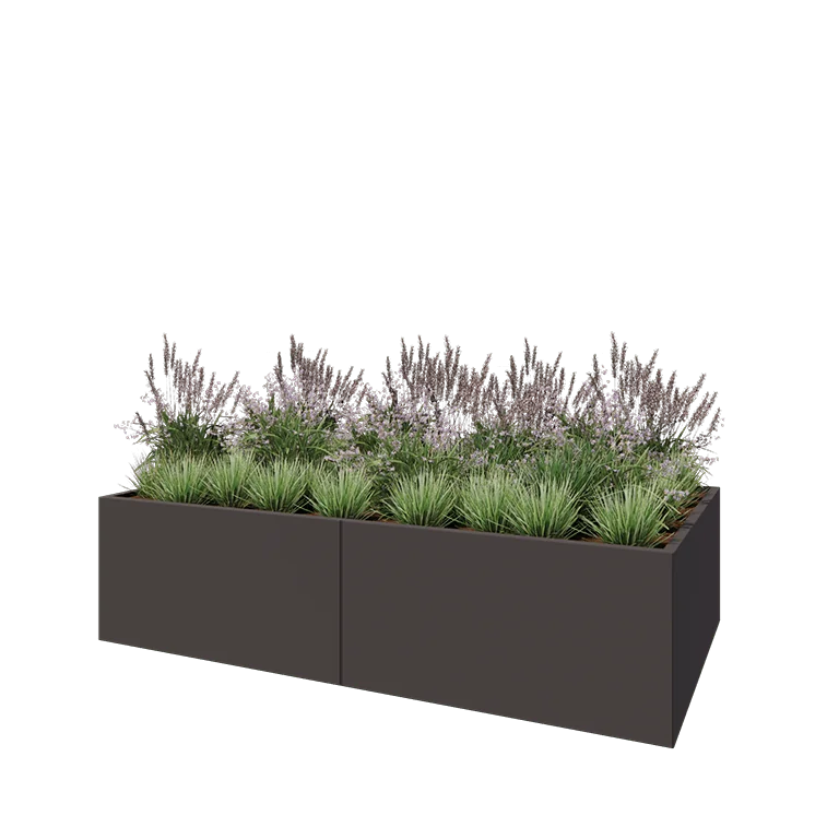 Ζαρντινιέρα XXL από χάλυβα - Ορθογώνιο - 240 x 120 x 60 cm - RAL7016 ματ (ανθρακί γκρι) - Χωρίς πλάκα βάσης