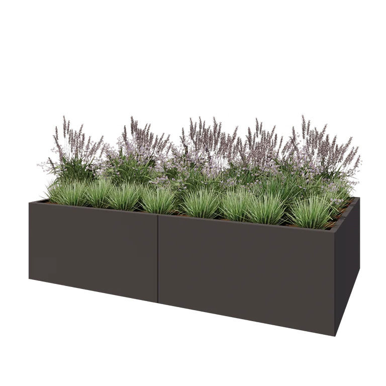 Ζαρντινιέρα XXL από χάλυβα - Ορθογώνιο - 240 x 120 x 60 cm - Άλλο χρώμα RAL - Με πλάκα βάσης
