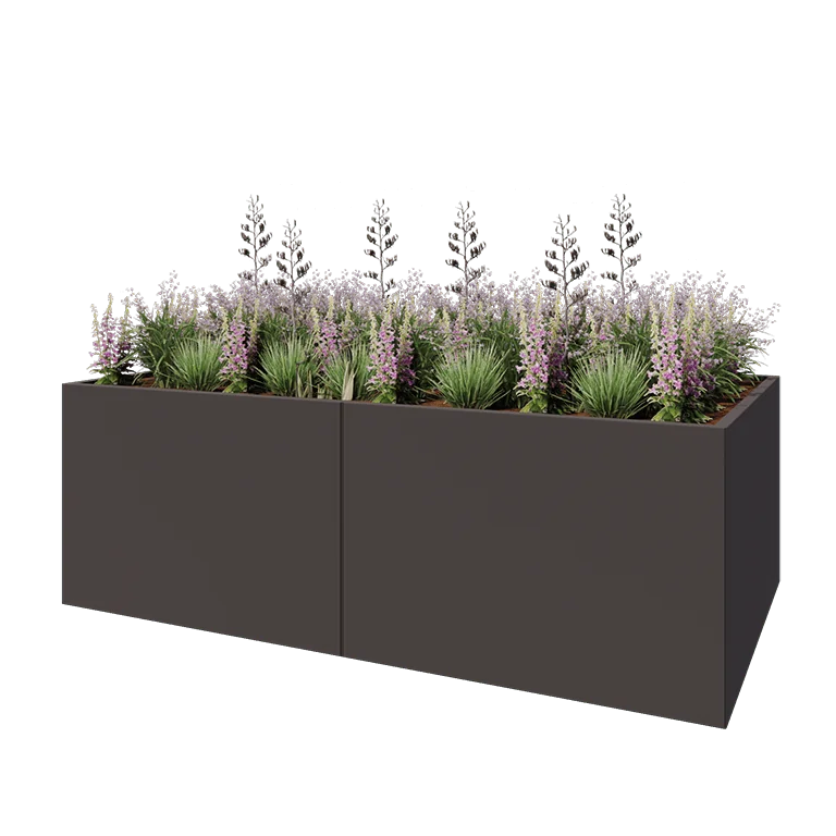 Ζαρντινιέρα XXL από χάλυβα - Ορθογώνιο - 240 x 120 x 80 cm - Άλλο χρώμα RAL - Με πλάκα βάσης