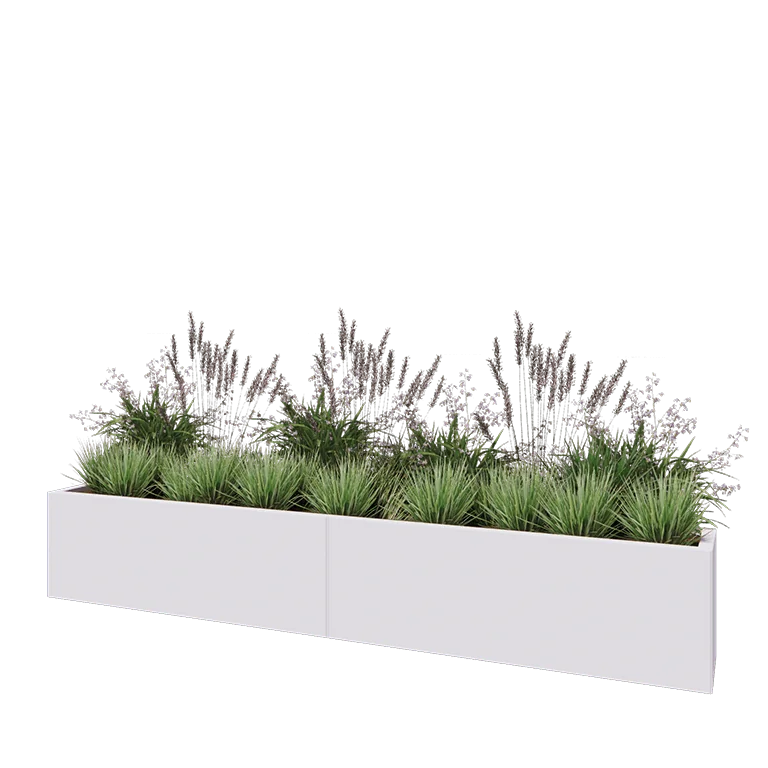 Ζαρντινιέρα XXL από χάλυβα - Ορθογώνιο - 240 x 30 x 40 cm - RAL9010 ματ (λευκό) - Χωρίς πλάκα βάσης