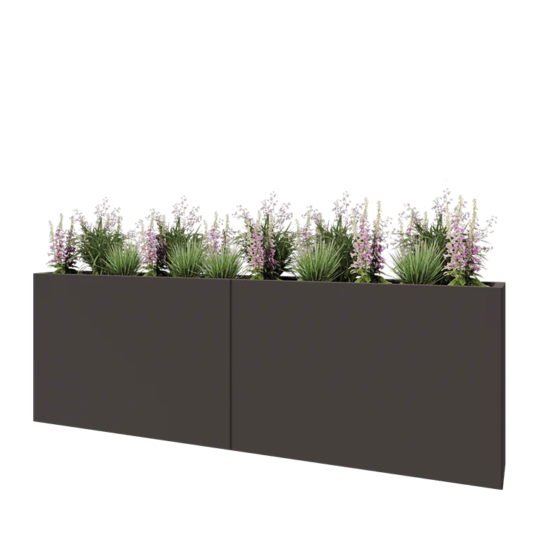 Ζαρντινιέρα XXL από χάλυβα - Ορθογώνιο - 240 x 30 x 80 cm - RAL7016 ματ (ανθρακί γκρι) - Με πλάκα βάσης