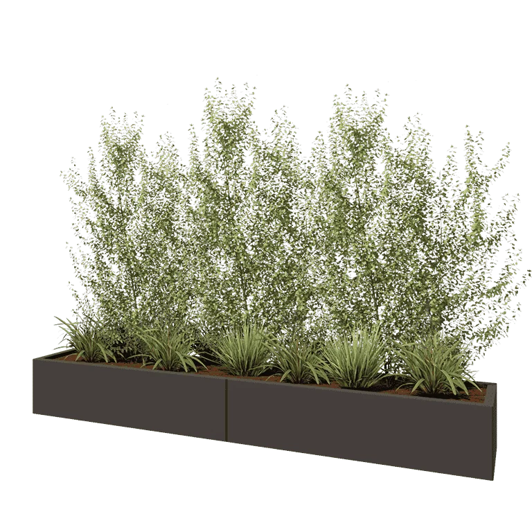 Ζαρντινιέρα XXL από χάλυβα - Ορθογώνιο - 240 x 40 x 30 cm - Άλλο χρώμα RAL - Με πλάκα βάσης