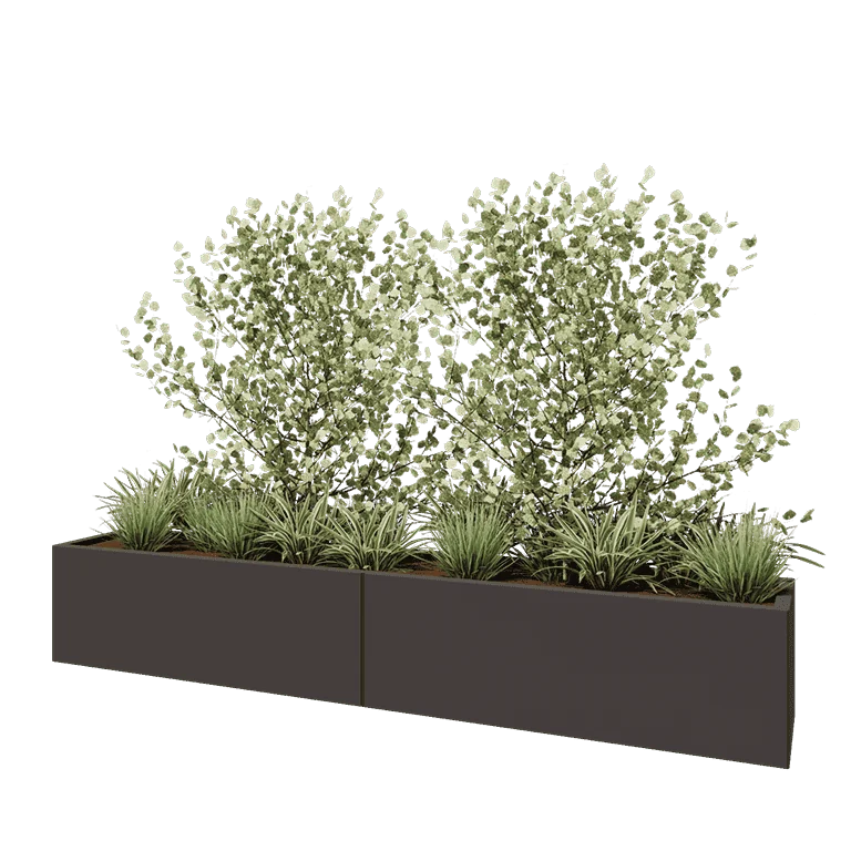 Ζαρντινιέρα XXL από χάλυβα - Ορθογώνιο - 240 x 40 x 40 cm - Άλλο χρώμα RAL - Με πλάκα βάσης
