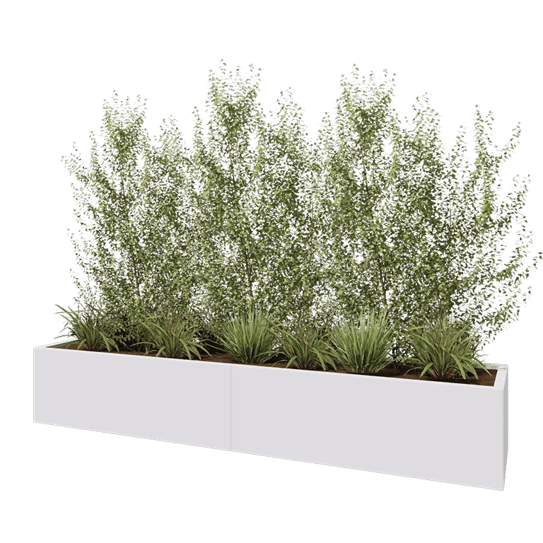 Ζαρντινιέρα XXL από χάλυβα - Ορθογώνιο - 240 x 50 x 40 cm - RAL9010 ματ (λευκό) - Χωρίς πλάκα βάσης