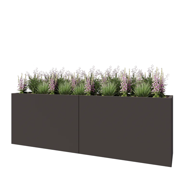 Ζαρντινιέρα XXL από χάλυβα - Ορθογώνιο - 240 x 50 x 80 cm - Άλλο χρώμα RAL - Με πλάκα βάσης