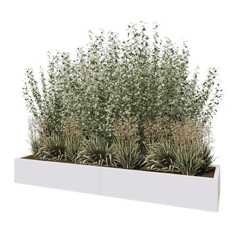 Ζαρντινιέρα XXL από χάλυβα - Ορθογώνιο - 240 x 60 x 30 cm - RAL9010 ματ (λευκό) - Με πλάκα βάσης
