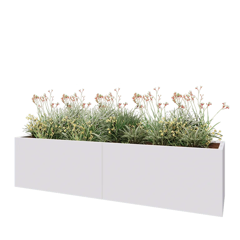 Ζαρντινιέρα XXL από χάλυβα - Ορθογώνιο - 240 x 60 x 60 cm - RAL9010 ματ (λευκό) - Χωρίς πλάκα βάσης