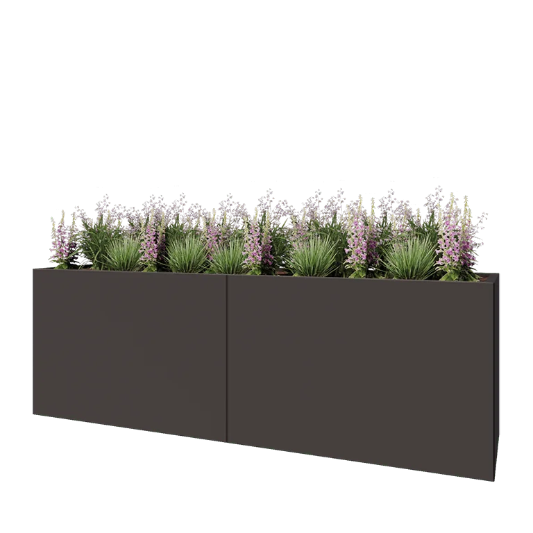 Ζαρντινιέρα XXL από χάλυβα - Ορθογώνιο - 240 x 60 x 80 cm - RAL7016 ματ (ανθρακί γκρι) - Χωρίς πλάκα βάσης