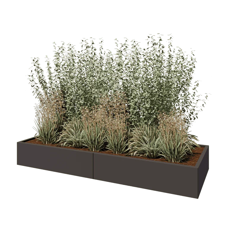 Ζαρντινιέρα XXL από χάλυβα - Ορθογώνιο - 240 x 80 x 30 cm - Άλλο χρώμα RAL - Χωρίς πλάκα βάσης