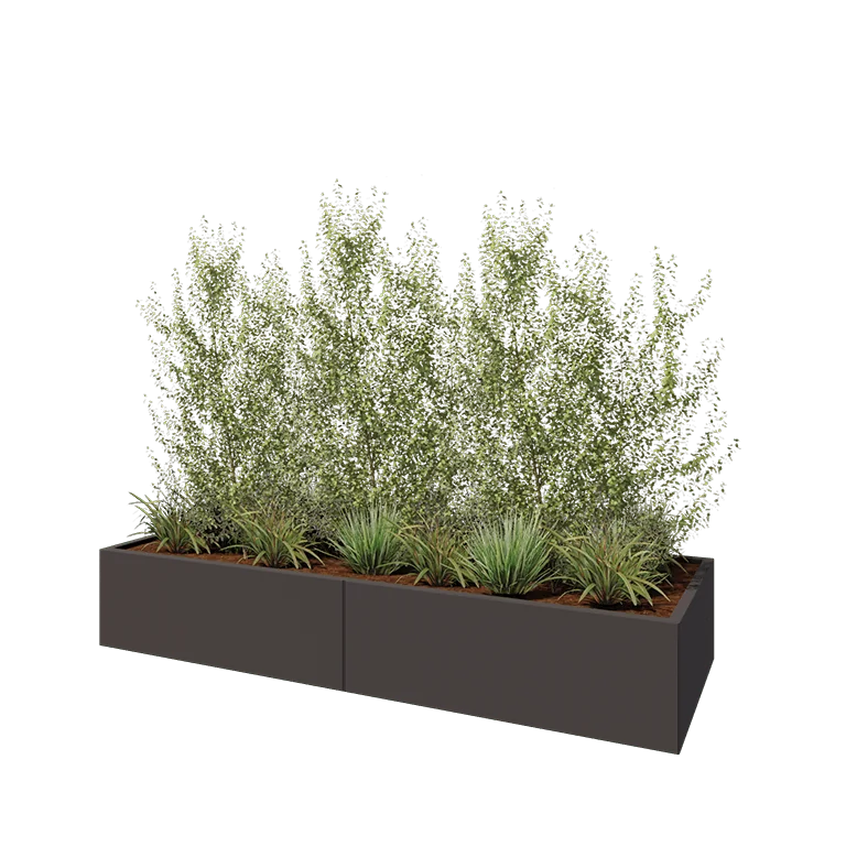 Ζαρντινιέρα XXL από χάλυβα - Ορθογώνιο - 240 x 80 x 40 cm - RAL7016 ματ (ανθρακί γκρι) - Με πλάκα βάσης