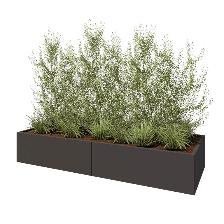 Ζαρντινιέρα XXL από χάλυβα - Ορθογώνιο - 240 x 80 x 40 cm - Άλλο χρώμα RAL - Χωρίς πλάκα βάσης