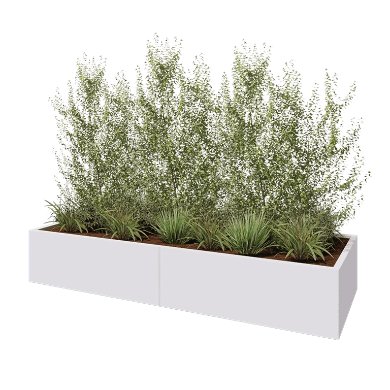 Ζαρντινιέρα XXL από χάλυβα - Ορθογώνιο - 240 x 80 x 40 cm - RAL9010 ματ (λευκό) - Χωρίς πλάκα βάσης