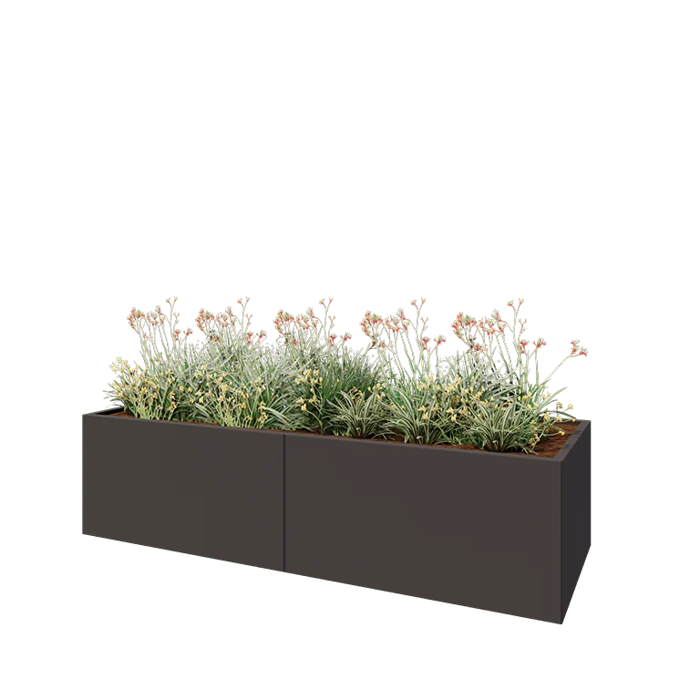 Ζαρντινιέρα XXL από χάλυβα - Ορθογώνιο - 240 x 80 x 60 cm - RAL7016 ματ (ανθρακί γκρι) - Με πλάκα βάσης