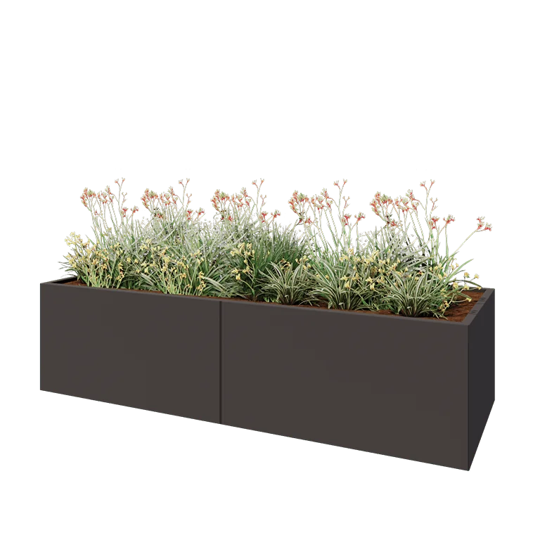 Ζαρντινιέρα XXL από χάλυβα - Ορθογώνιο - 240 x 80 x 60 cm - Άλλο χρώμα RAL - Με πλάκα βάσης