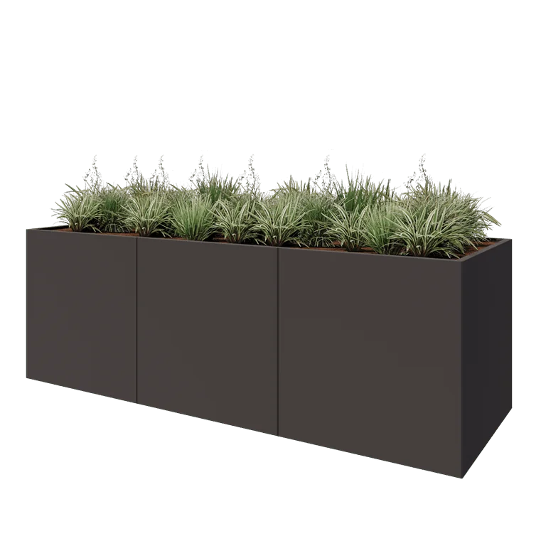 Ζαρντινιέρα XXL από χάλυβα - Ορθογώνιο - 300 x 100 x 100 cm - Άλλο χρώμα RAL - Με πλάκα βάσης