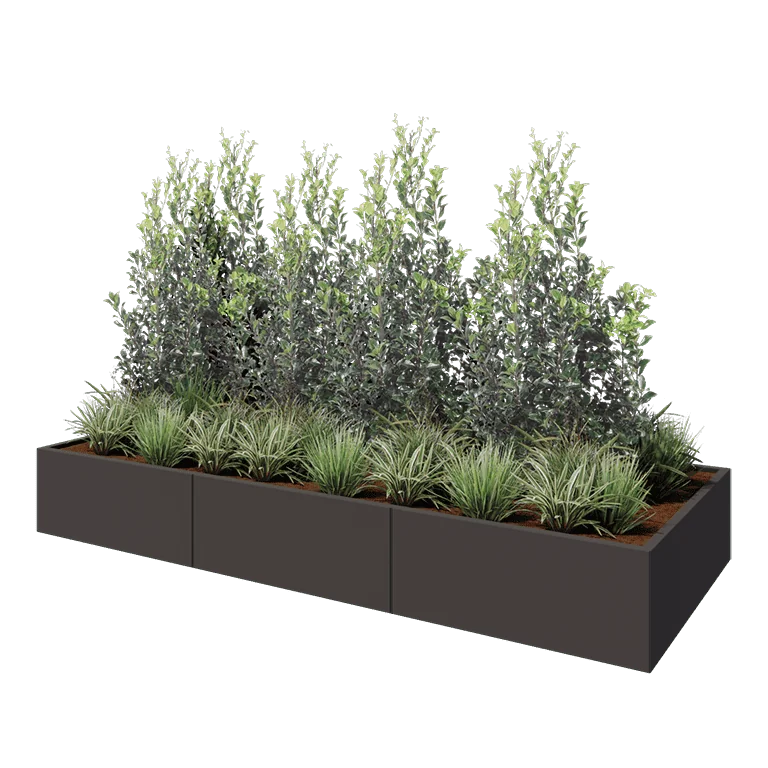 Ζαρντινιέρα XXL από χάλυβα - Ορθογώνιο - 300 x 120 x 40 cm - Άλλο χρώμα RAL - Με πλάκα βάσης