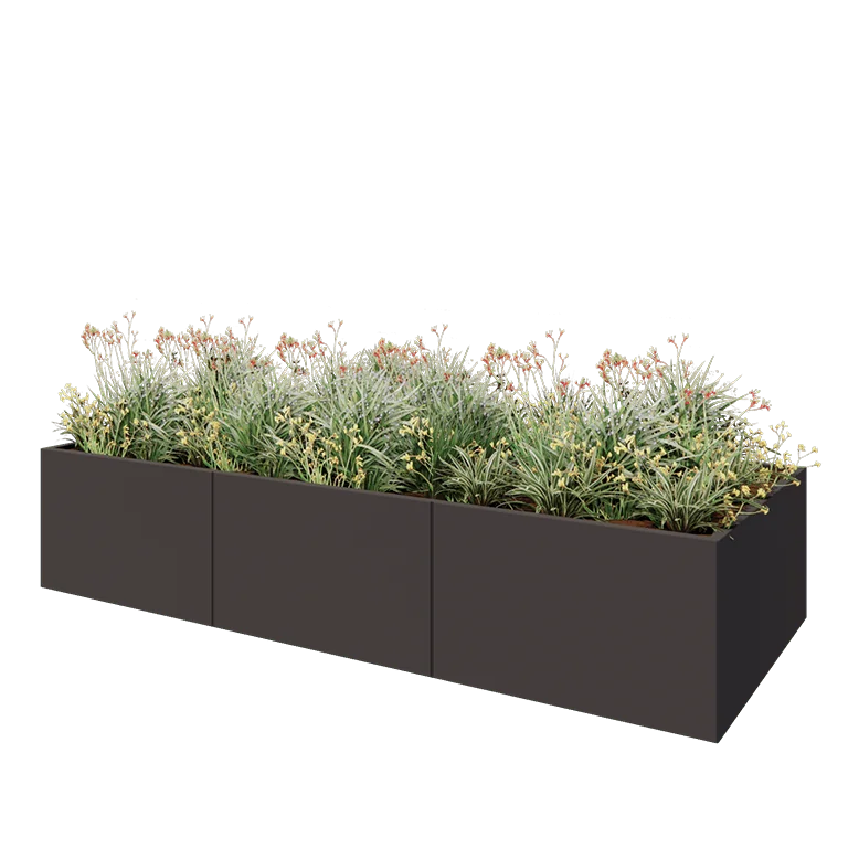Ζαρντινιέρα XXL από χάλυβα - Ορθογώνιο - 300 x 120 x 60 cm - Άλλο χρώμα RAL - Με πλάκα βάσης