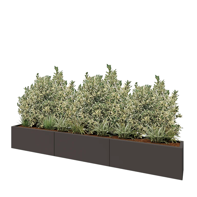 Ζαρντινιέρα XXL από χάλυβα - Ορθογώνιο - 300 x 30 x 40 cm - RAL7016 ματ (ανθρακί γκρι) - Χωρίς πλάκα βάσης