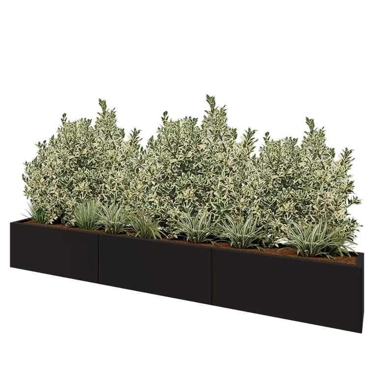 Ζαρντινιέρα XXL από χάλυβα - Ορθογώνιο - 300 x 30 x 40 cm - RAL9005 ματ (μαύρο) - Χωρίς πλάκα βάσης