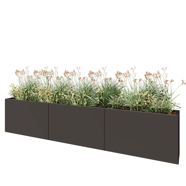 Ζαρντινιέρα XXL από χάλυβα - Ορθογώνιο - 300 x 30 x 60 cm - RAL7016 ματ (ανθρακί γκρι) - Χωρίς πλάκα βάσης