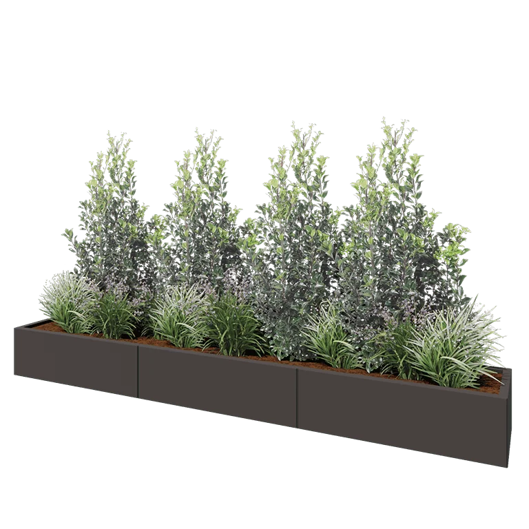 Ζαρντινιέρα XXL από χάλυβα - Ορθογώνιο - 300 x 40 x 30 cm - RAL7016 ματ (ανθρακί γκρι) - Με πλάκα βάσης