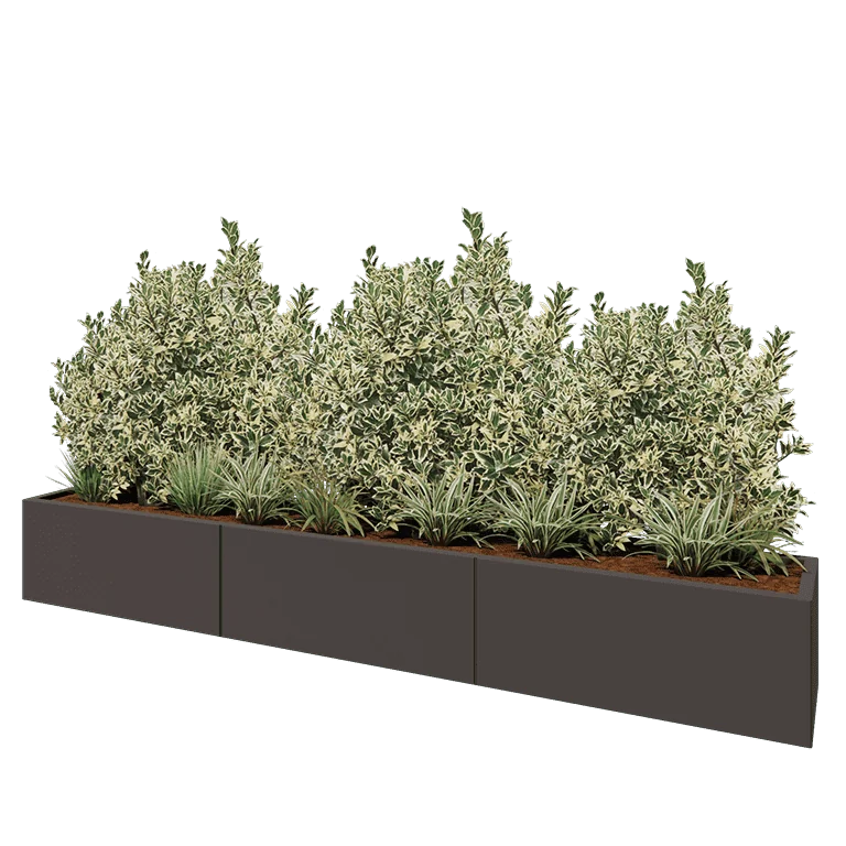 Ζαρντινιέρα XXL από χάλυβα - Ορθογώνιο - 300 x 40 x 40 cm - RAL7016 ματ (ανθρακί γκρι) - Χωρίς πλάκα βάσης