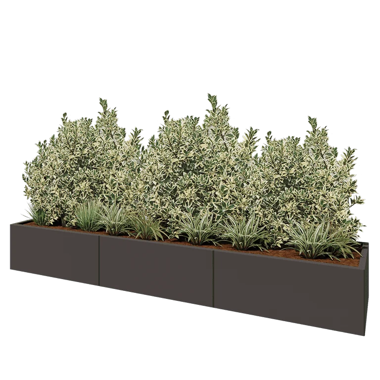 Ζαρντινιέρα XXL από χάλυβα - Ορθογώνιο - 300 x 60 x 40 cm - RAL7016 ματ (ανθρακί γκρι) - Με πλάκα βάσης