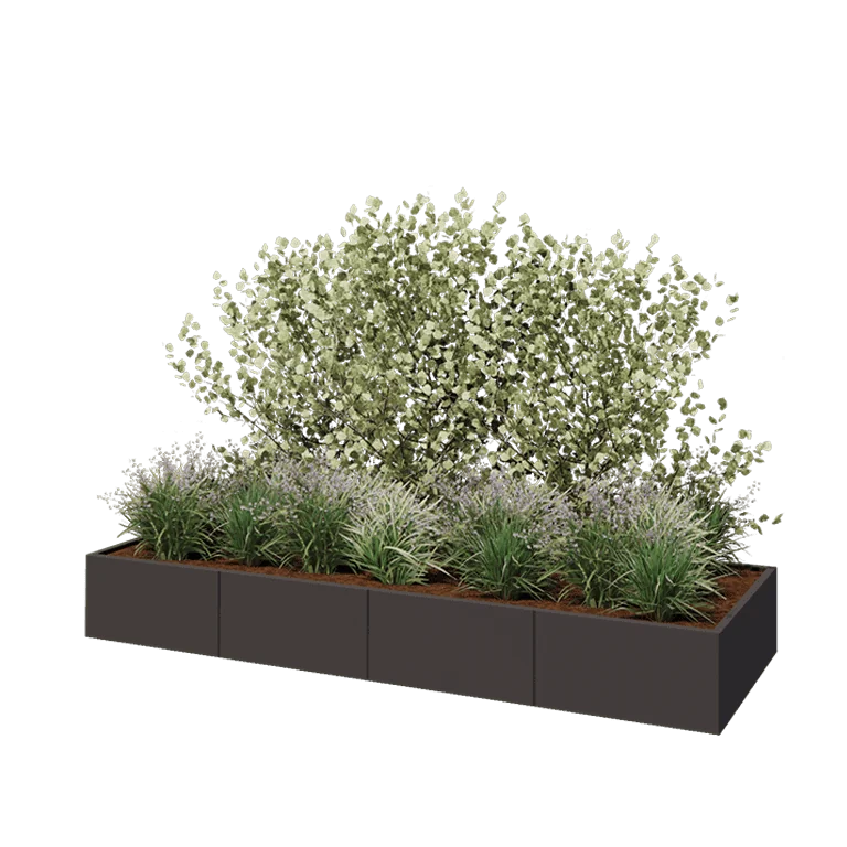 Ζαρντινιέρα XXL από χάλυβα - Ορθογώνιο - 320 x 100 x 40 cm - Άλλο χρώμα RAL - Με πλάκα βάσης
