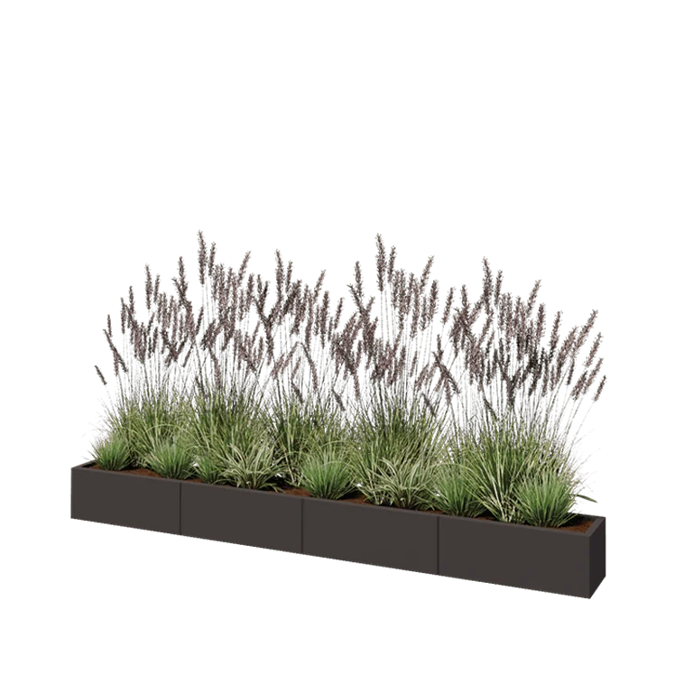Ζαρντινιέρα XXL από χάλυβα - Ορθογώνιο - 320 x 30 x 30 cm - Άλλο χρώμα RAL - Με πλάκα βάσης