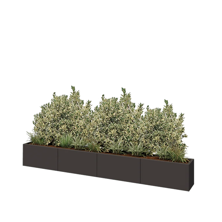 Ζαρντινιέρα XXL από χάλυβα - Ορθογώνιο - 320 x 30 x 40 cm - Άλλο χρώμα RAL - Με πλάκα βάσης