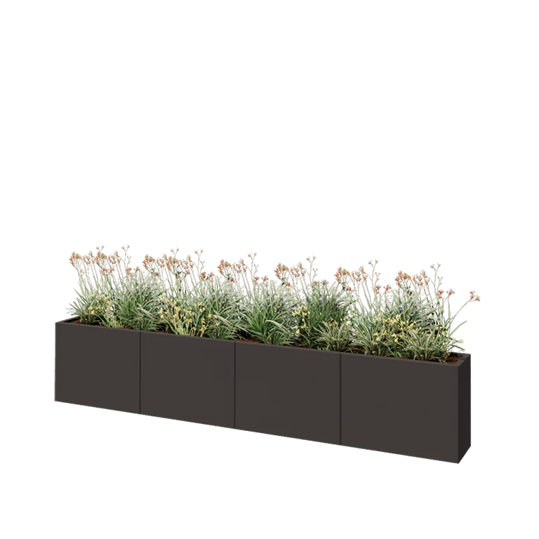 Ζαρντινιέρα XXL από χάλυβα - Ορθογώνιο - 320 x 30 x 60 cm - Άλλο χρώμα RAL - Με πλάκα βάσης