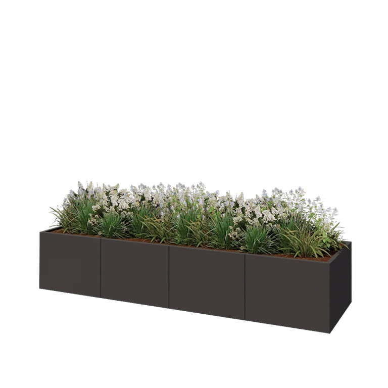 Ζαρντινιέρα XXL από χάλυβα - Ορθογώνιο - 320 x 80 x 60 cm - Άλλο χρώμα RAL - Με πλάκα βάσης