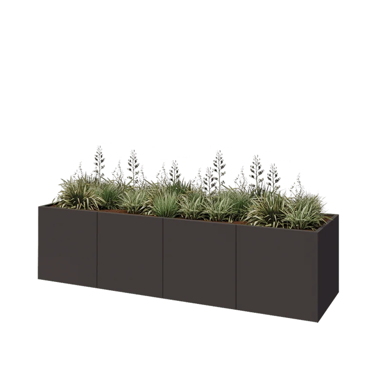 Ζαρντινιέρα XXL από χάλυβα - Ορθογώνιο - 320 x 80 x 80 cm - Άλλο χρώμα RAL - Με πλάκα βάσης